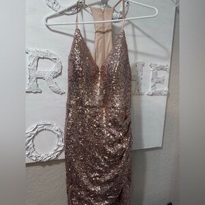 B. Smart Glittering Sequin Dress in Rose Gold